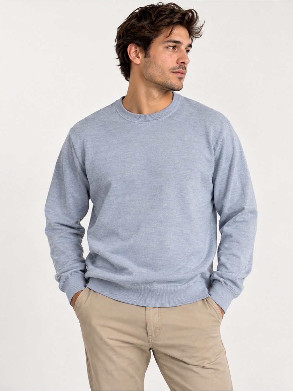 Hart Schaffner Marx Men’s XL Extra Fine Merino Wool Sweater Blue Crewneck